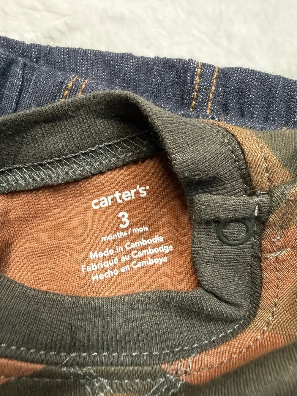 Carter's Camouflage Top with Navy Denim-Style Jeans